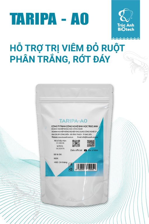 TARIPA - A0 hỗ trợ trị viêm đỏ ruột, tôm bị phân trắng, tôm rớt đáy