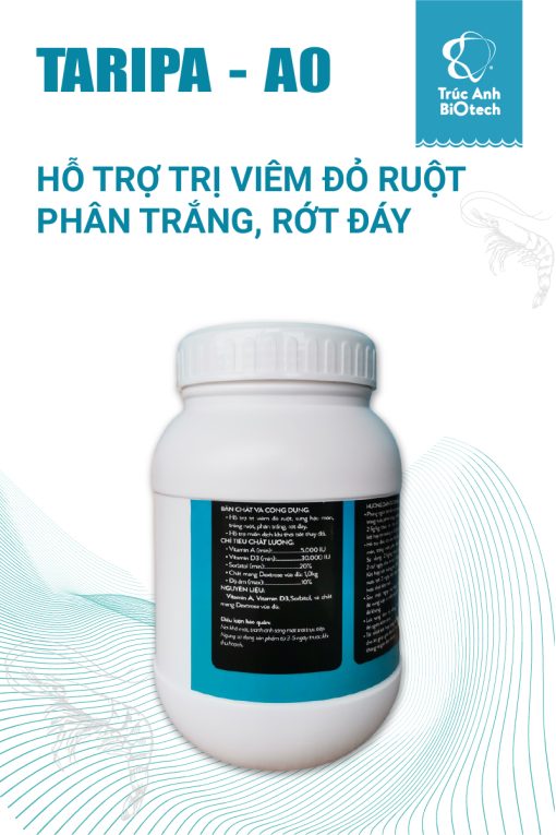 TARIPA - A0 hỗ trợ trị viêm đỏ ruột, tôm bị phân trắng, tôm rớt đáy